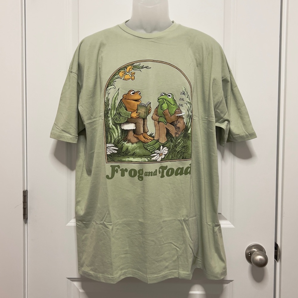 Men’s Green Frog And Toad Short Sleeve Graphic T-Shirt Size XXL